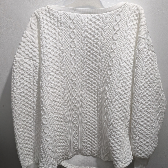 Sweaters - Texture White Cable Knit Sweater Minimalist Closet Capsule Layering Piece
